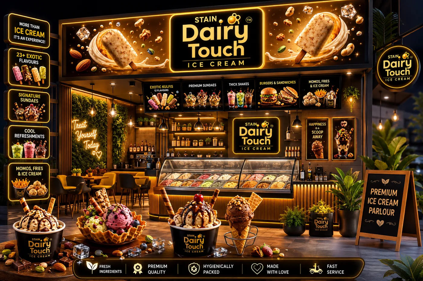 Stain Dairy Touch premium ice cream parlour