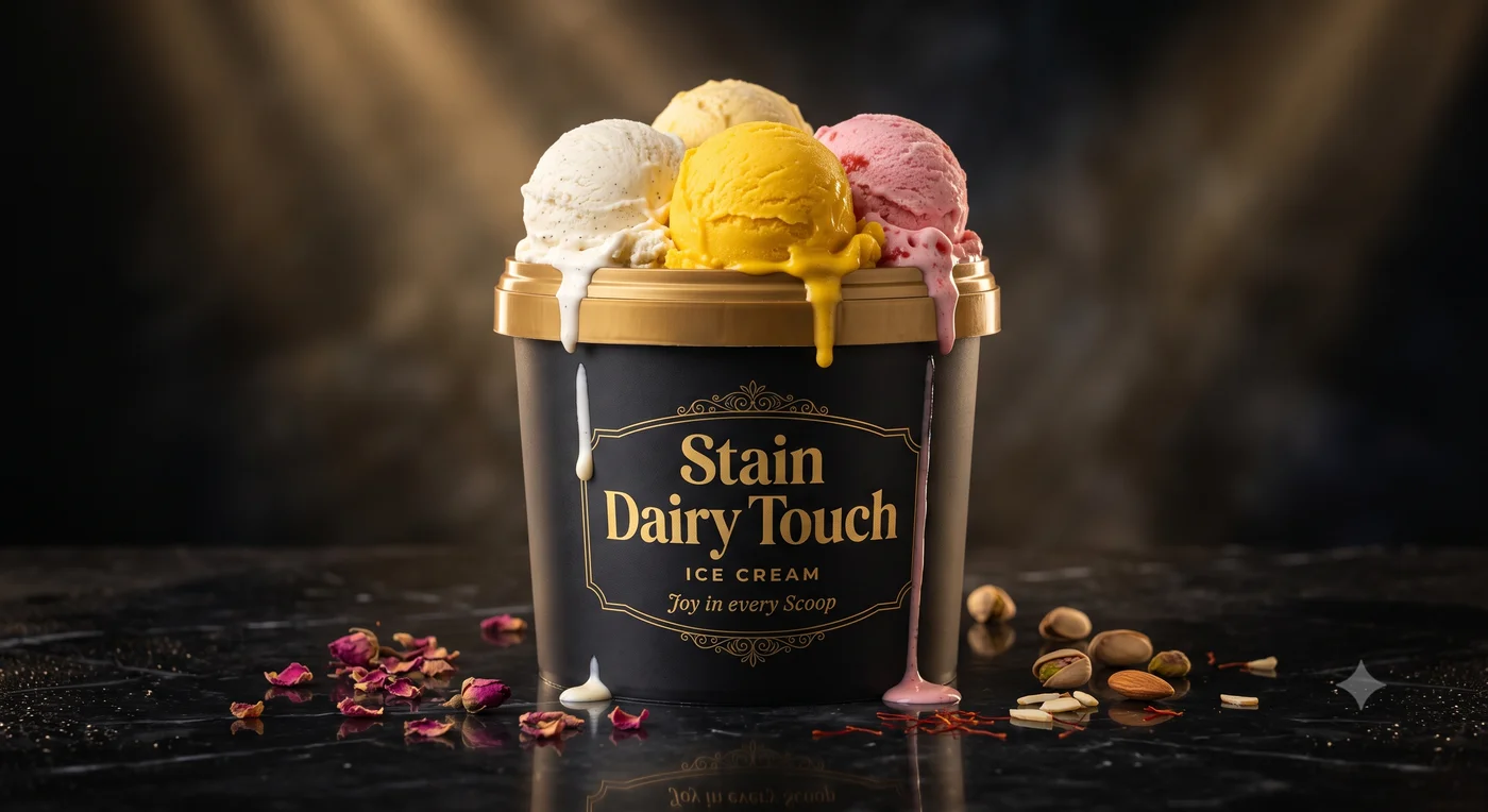 Stain Dairy Touch 4 Litre ice cream tub with scoops
